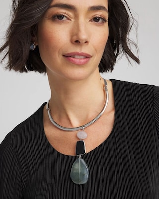 Linear Jade & Resin Pendant Collar click to view larger image.