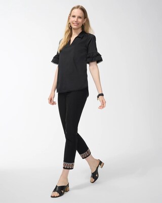 Brigitte Embroidered Hem Ankle Pants