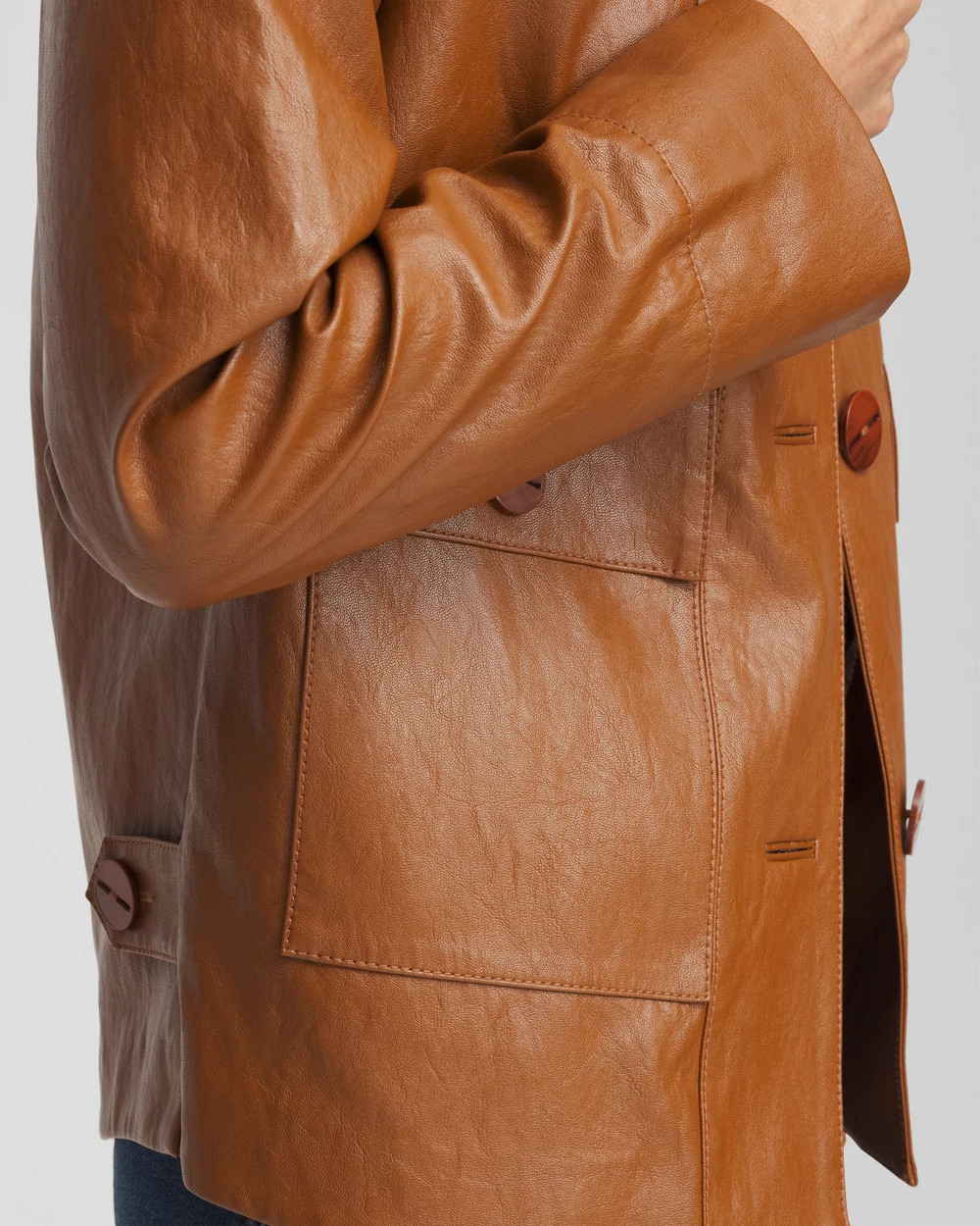 Faux Leather Cropped Jacket