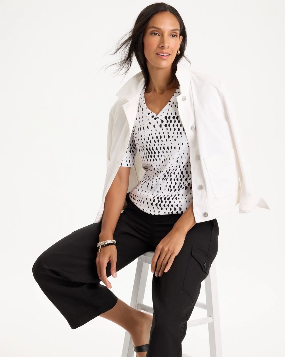 Geo Print Pima V-Neck Tee click to view larger image.