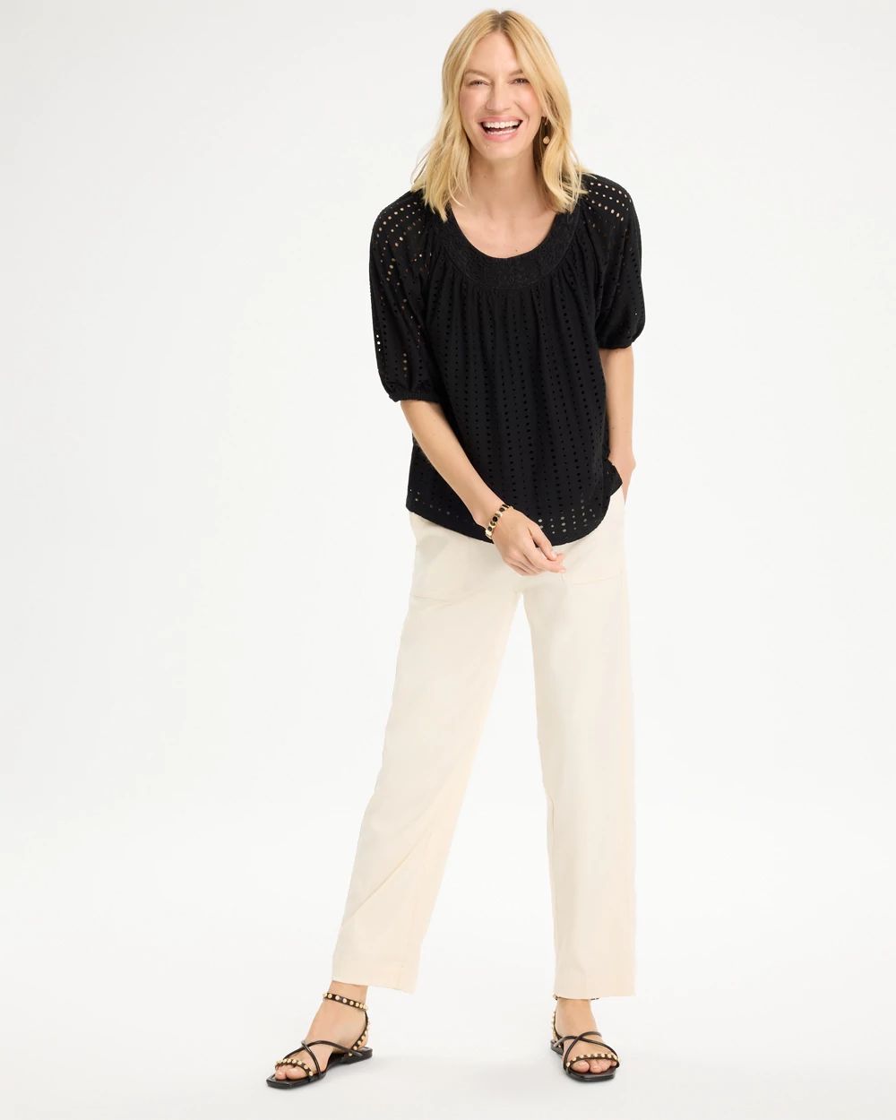 Textured Jacquard Peasant Tee click to view larger image.