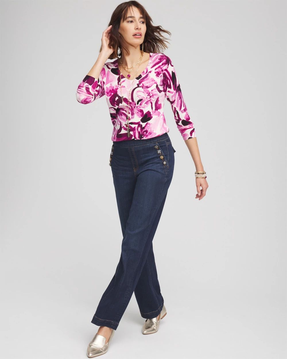 Blooms V-Neck Pullover Sweater