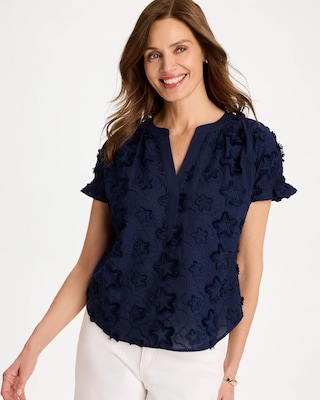 Cotton Embroidered Americana Star Blouse