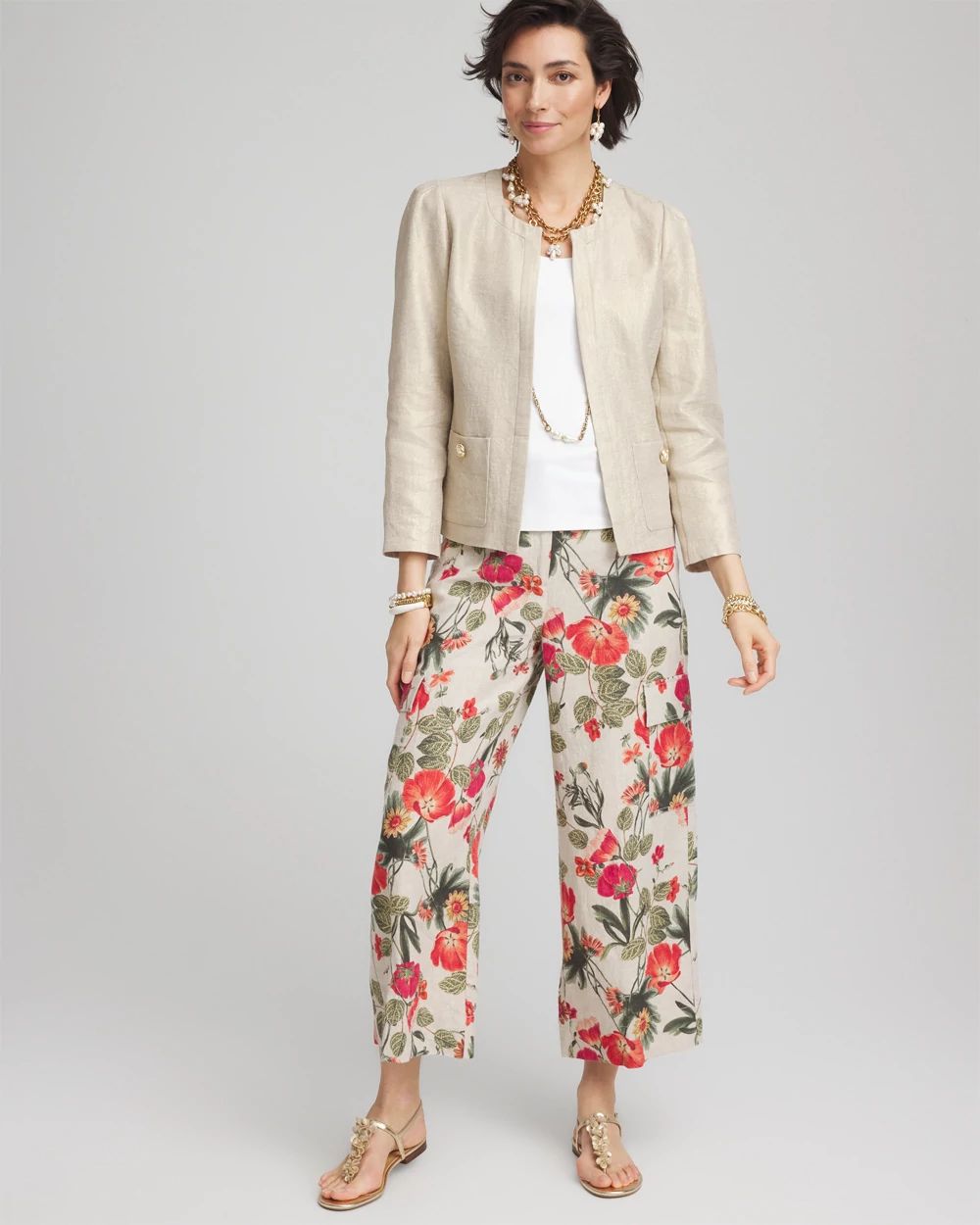 Collarless Linen Blazer