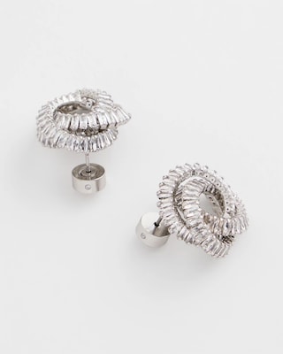 Silvertone Twisted Stud Earrings click to view larger image.