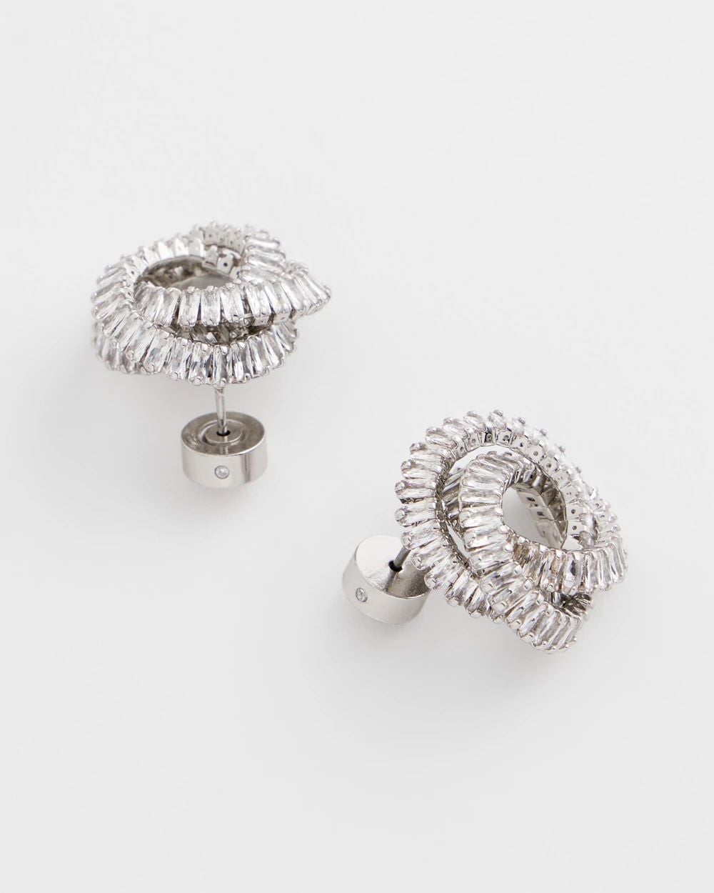 Silvertone Twisted Stud Earrings click to view larger image.