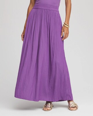 Pull-on Pleated Maxi Skirt