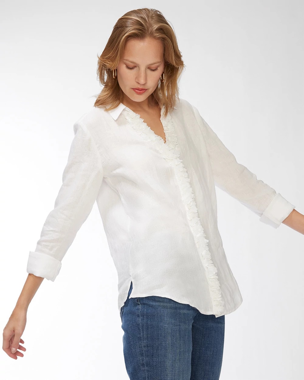 Linen Floral Applique Tunic