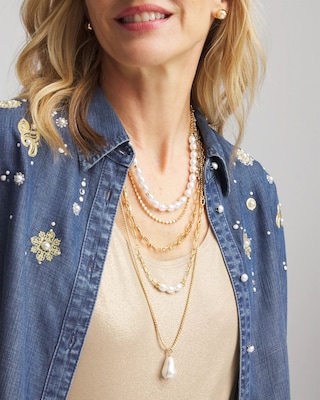 Convertible Pearl Multistrand Necklace click to view larger image.