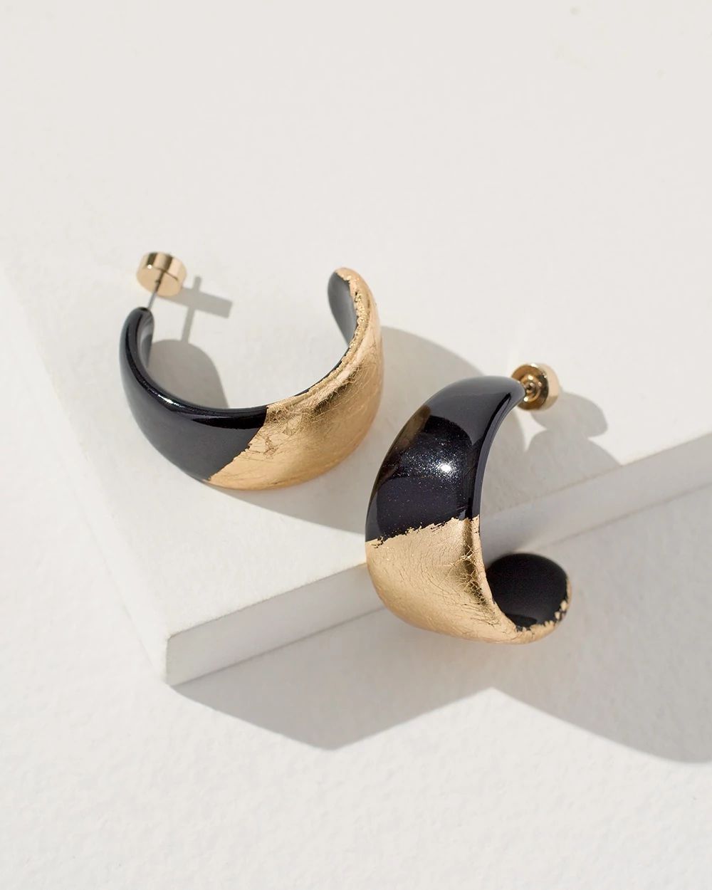 Black Foil Hoop Earrings