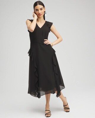 Chiffon Ruffle Midi Dress click to view larger image.