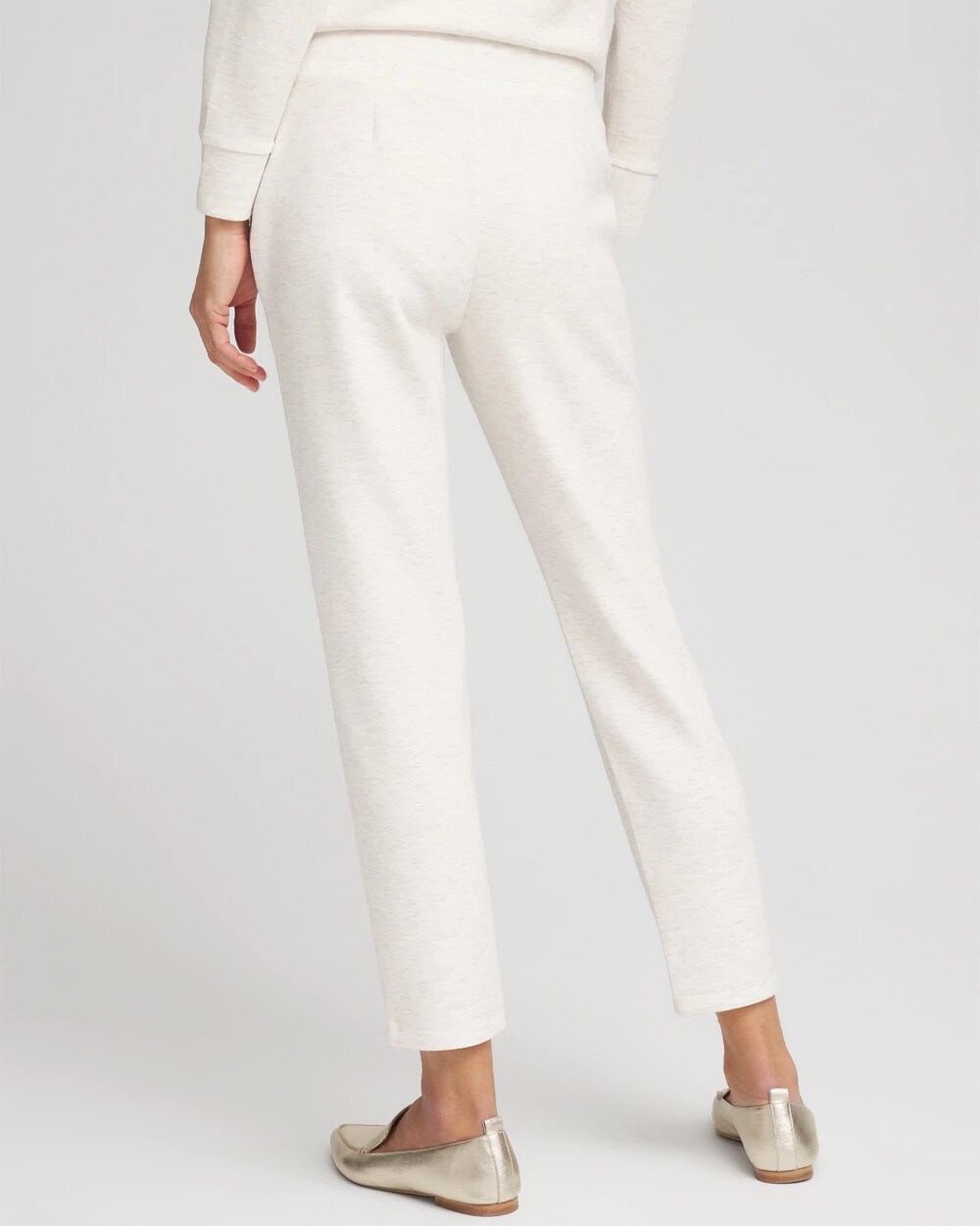 Chico's Heathered Scuba Ankle Pants In White Size 12 | Zenergy In Ecru