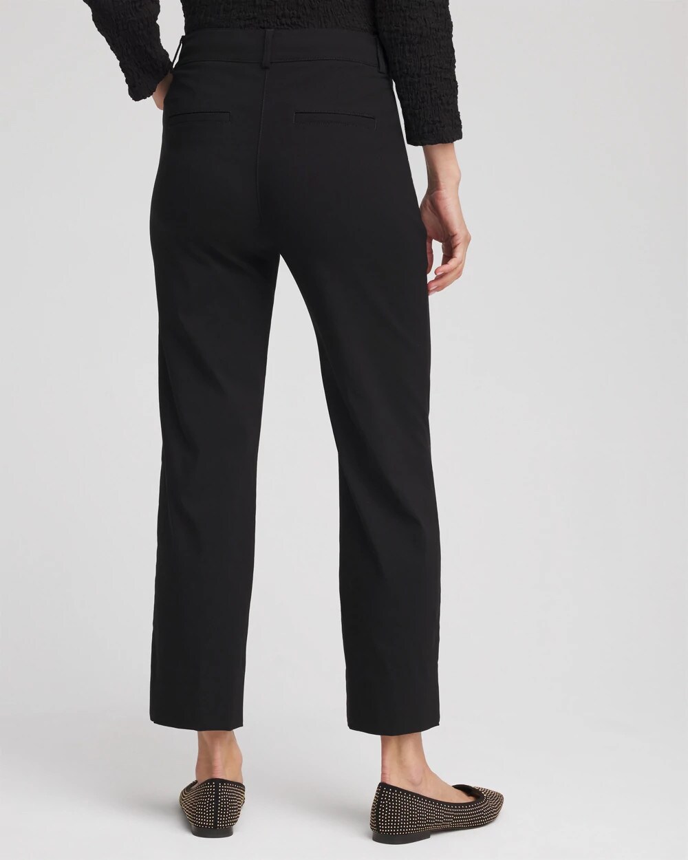 Chico's Petite Emme Straight Ankle Pants In Black In Black