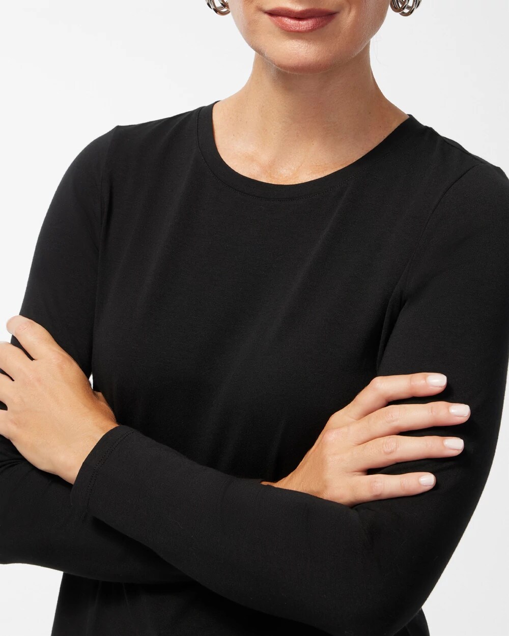 Chico's Touch Of Cool™ Layering Tee In Black Size 20/22 |  In Black