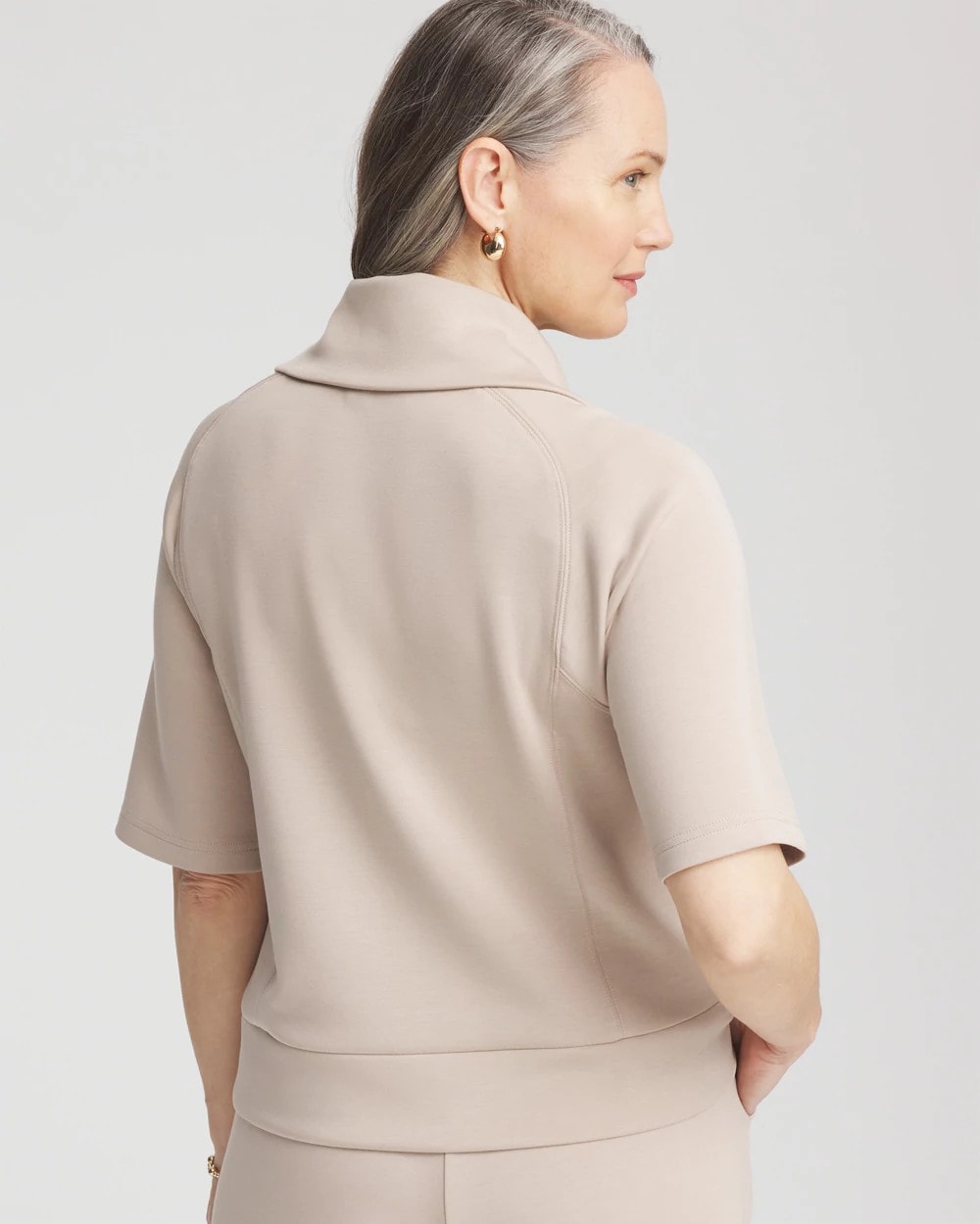 Chico's Scuba Half-zip Top In Neutral