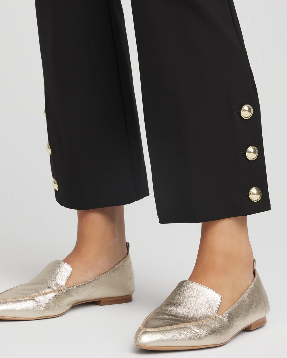 Chico's Bi-stretch Fly Front Flared Cropped Pants In Black In Black
