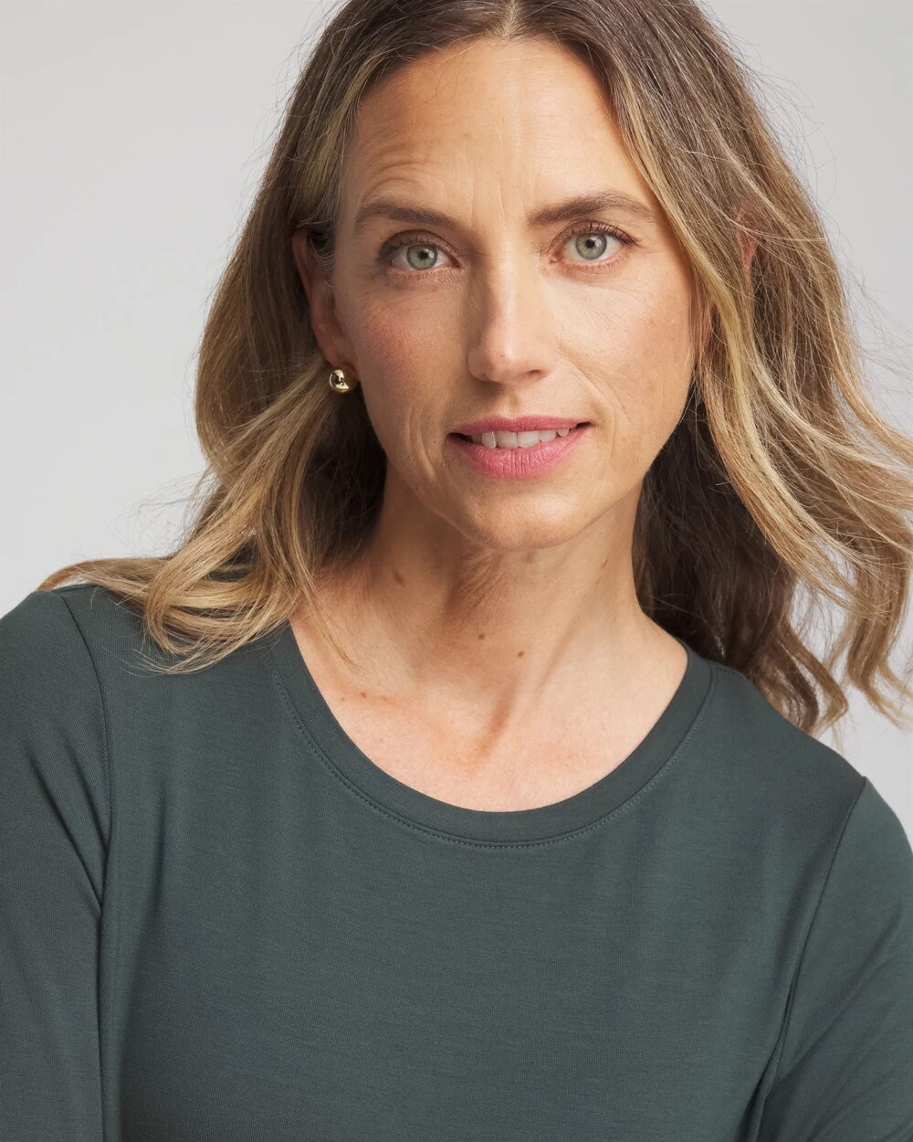 Chico's Touch Of Cool Layering Tee In Darkest Spruce In Green