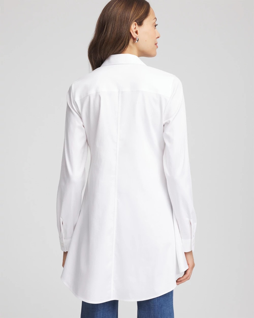 Chico's No Iron Pocketed Tunic In White In White