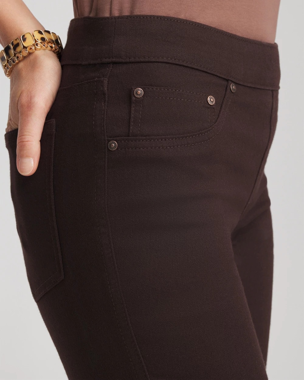 Chico's Petite Pull-on Slim Bootcut Jeggings In Brown In Brown