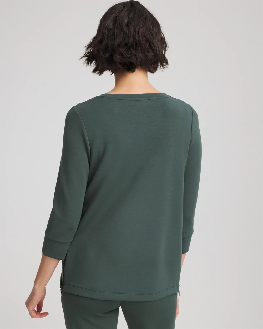 Chico's Scuba Satin-trim Tunic In Darkest Spruce In Green