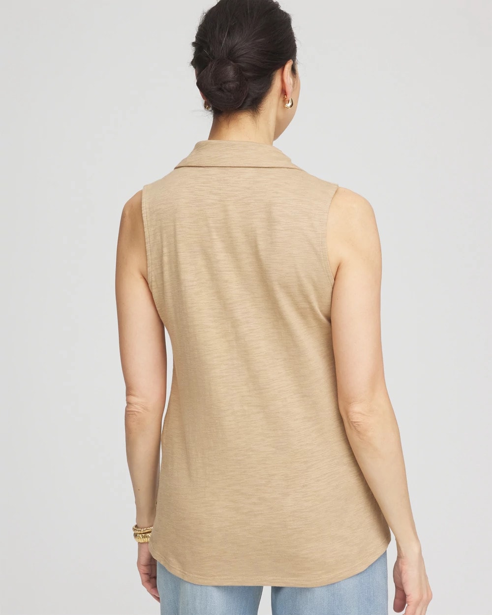 Chico's Sleeveless Collared Tunic In Brown