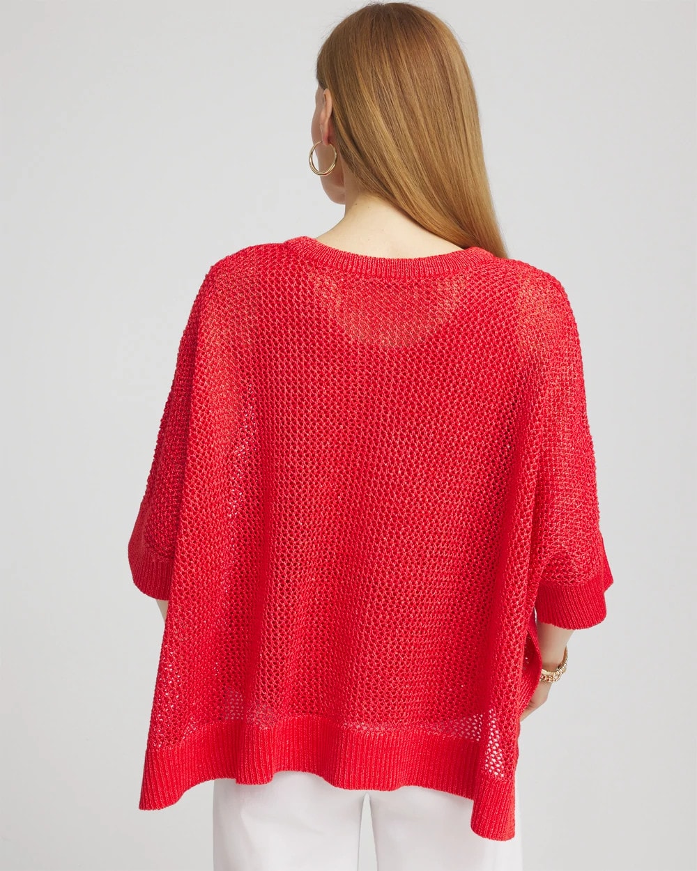 Chico's Sequin Open Knit Poncho In