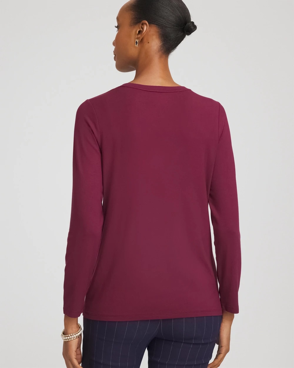 Chico's Touch Of Cool Layering Tee In Deep Chianti