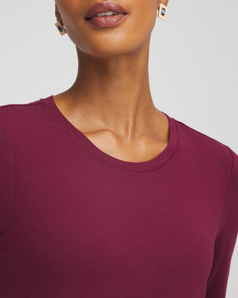 Chico's Touch Of Cool Layering Tee In Deep Chianti