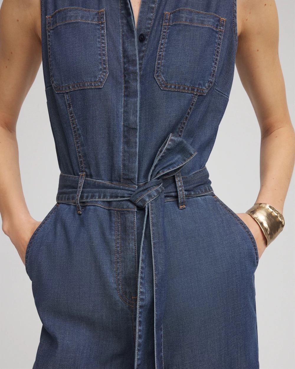 Chico's Denim Wide-leg Jumpsuit In Biscayne Blue