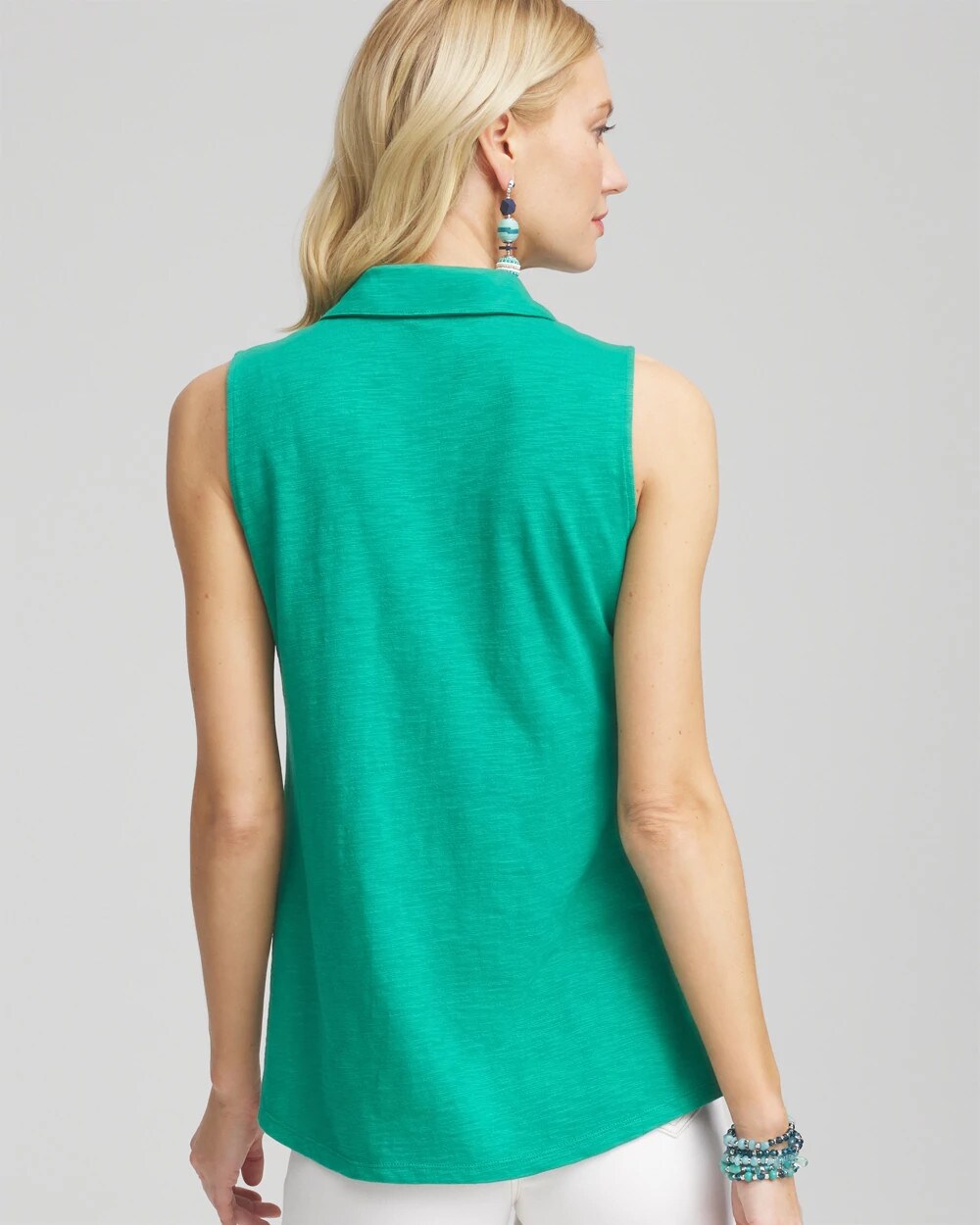 Chico's Sleeveless Collared Tunic In Green In Green