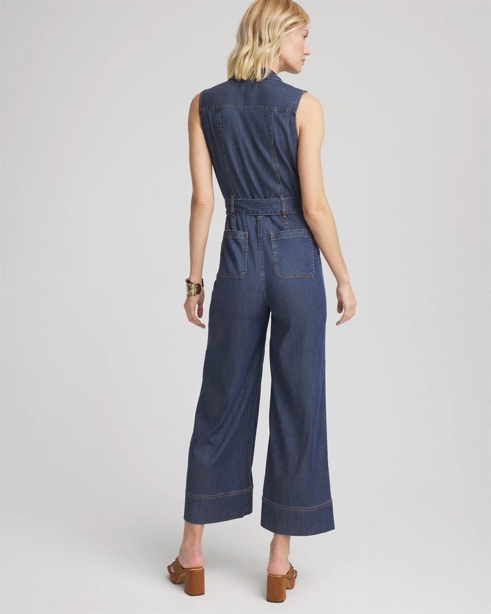 Chico's Petite Denim Wide-leg Jumpsuit In Biscayne Blue