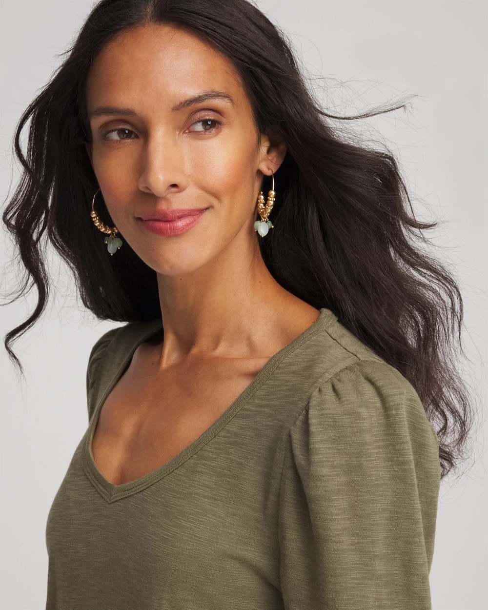 Chico's Puff-sleeve Tee In Nettle Leaf