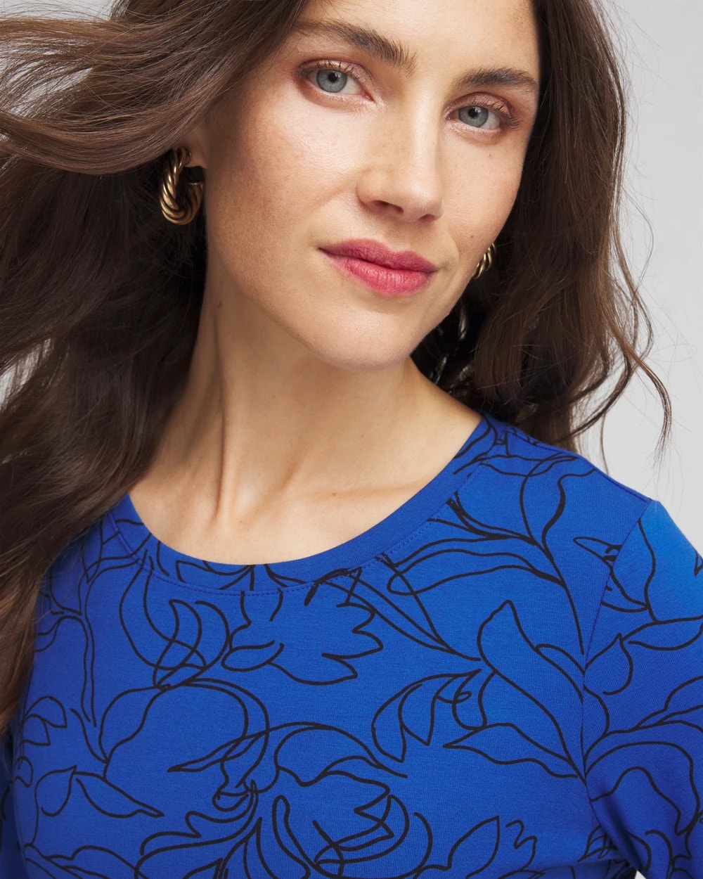 Chico's Artisanal Touch Of Cool Layering Tee In Cobalt Stone In Multi